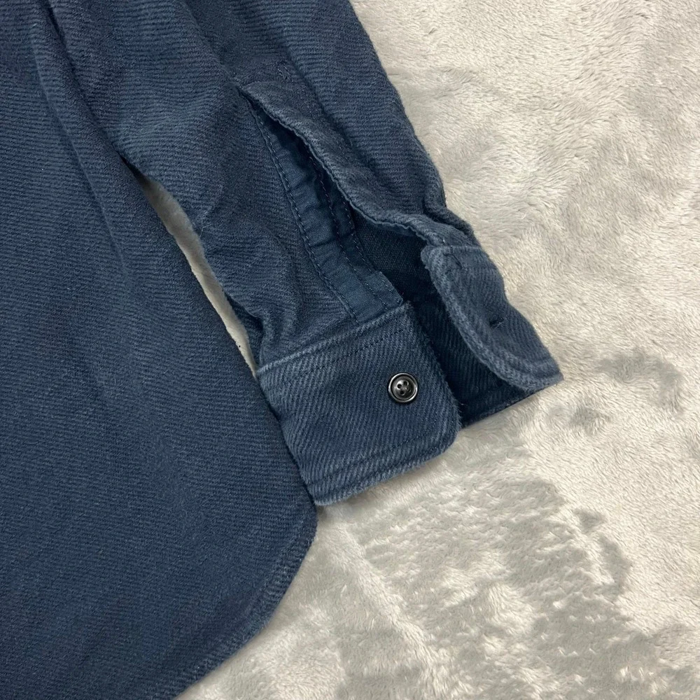 EVERLANE Shirt Jacket Mens Medium Navy Blue Cotton Flannel Shacket Twill Cotton